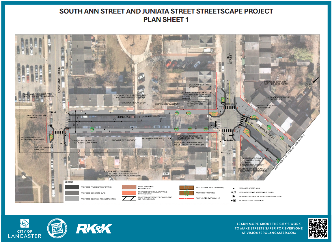Plans for Juniata Street between Rockland and S. Lime
